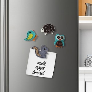 Animal Magnet Set, Bird, Owl, Squirrel, Hedgehog Magnets, Treat Bag, Party Favor, Back to School, magset03