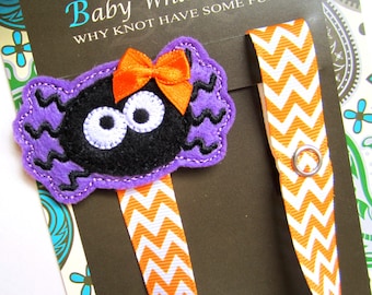 Sujetachupetes de Halloween, araña, sujetachupetes para niña, sujetador de chupete, clip para chupete, regalo para bebé, clip para chupete, chupete universal, pcholiday13
