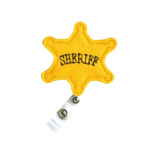 Retractable ID Badge Holder, Sheriff Star Badge ID Badge Reel, Nurse, Doctor, Teacher, idbadge81
