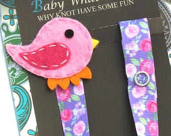 Sujetachupetes para niña, pájaro, sujetachupetes, regalo para bebé, sujetachupetes universal, pcbird09