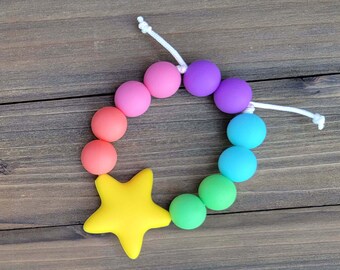 Rainbow Bracelet, Star Necklace, Rainbow Necklace, Adjustable Bracelet, Name Necklace, Personalized, Toddler Jewelry, Little Girls Jewelry