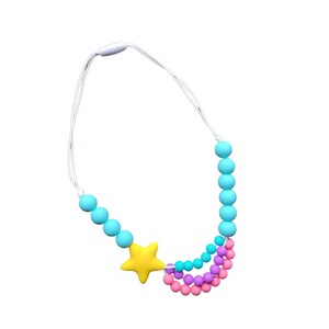 Shooting Star Necklace, Star Necklace, Girls Necklace, Toddler Jewelry, Kids Jewelry, Kids Dress Up, Triple Star Necklace, Silicone Necklace