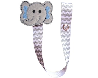 Baby Pacifier Clip, Elephant Pacifier Clip, Boy Pacifier Clip, Pacifier Holder, pcelephant01