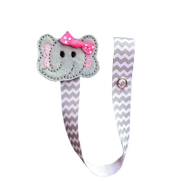 Pacifier Clip, Girl Elephant Pacifier Clip, Pacifier Holder, Binky Clip, Baby Gift, Paci Clip, Universal Pacifier, pcelephant04