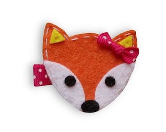 Brown Fox Hair Clip, Baby Hair Clippies, Girl Barrette, hcfox02