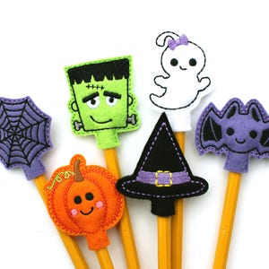 Halloween Pencil Topper Set, Halloween Pencil Toppers, Felt Pencil Toppers, Classroom Treat Bag, Party Favor, School Party, Halloween Party