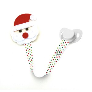 Santa Pacifier Clip, Christmas Pacifier Clip, Holiday Pacifier Clip,pcholiday03