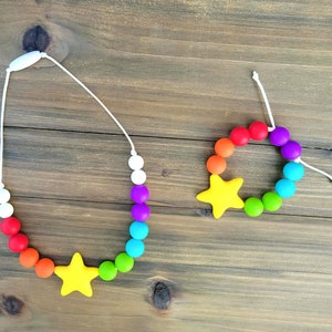 Rainbow Necklace, Star Necklace, Bracelet, Adjustable Bracelet, Name Necklace, Personalized, Toddler Jewelry, Little Girls Jewelry