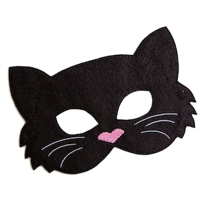 Kids Cat Mask, Black Cat Costume, Felt Mask, Kids Face Mask, Animal Mask, Halloween Costume, Pretend Play, Dress Up, Party Favors, Costume