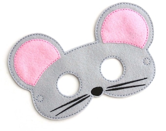 Kids Mouse Mask, Mouse Costume, Felt Mask, Kids Face Mask, Animal Mask, Halloween Costume, Pretend Play, Dress Up, Party Favors, Costume