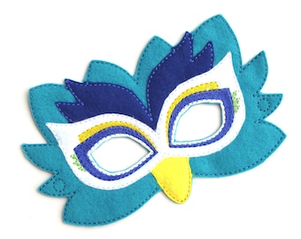 Kids Peacock Mask, Peacock Costume, Felt Mask,Kids Face Mask, Animal Mask, Halloween Costume, Pretend Play, Dress Up, Party Favors, Costume