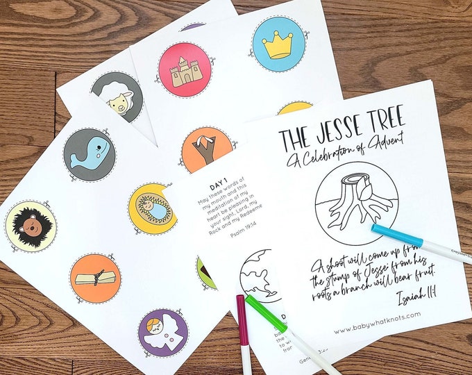 Digital Download ~ Printable Jesse Tree Coloring Book and Ornaments ...