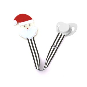 Santa Pacifier Clip, Christmas Pacifier Clip, Holiday, Pacifier Holder, Binky Clip, Baby Gift, Paci Clip, Universal Pacifier