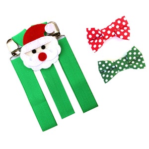 Green Santa Suspenders, Christmas Suspenders, Baby Suspenders, Toddler Suspenders, Childrens Photo Prop, Birthday Outfit, Kids Suspenders