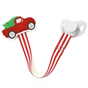 Christmas Tree Truck Pacifier Clip, Christmas Pacifier Clip, Christmas Tree Farm, Holiday Pacifier Clip,pcholiday17