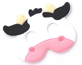 Kids Cow Mask, Farm Animal, Costume, Felt Mask, Kids Face Mask, Animal Mask, Halloween Costume, Pretend Play, Dress Up, Party Favors