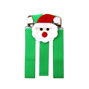 Green Santa Suspenders, Christmas Suspenders, Baby Suspenders, Toddler Suspenders, Childrens Photo Prop, Birthday Outfit, Kids Suspenders