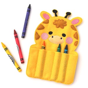 Giraffe Crayon Holder, Crayon Roll, Crayon Organizer, Crayon Keeper, Travel Toys, Felt Toy, Stocking Stuffer, Easter Basket, Party Favor image 3