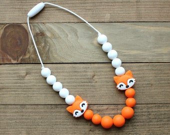 Fox Necklace, Toddler Jewelry, Fall Necklace, Little Girls Jewelry, Party Favor, Birthday Party Favor, Felt Jewelry, Toddler Necklace