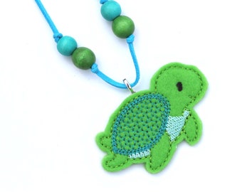 Turtle Necklace, Kids Necklace, Little Girls Jewelry, Party Favor, Birthday Party Favor, Felt Jewelry, Toddler Necklace, Baby Necklace