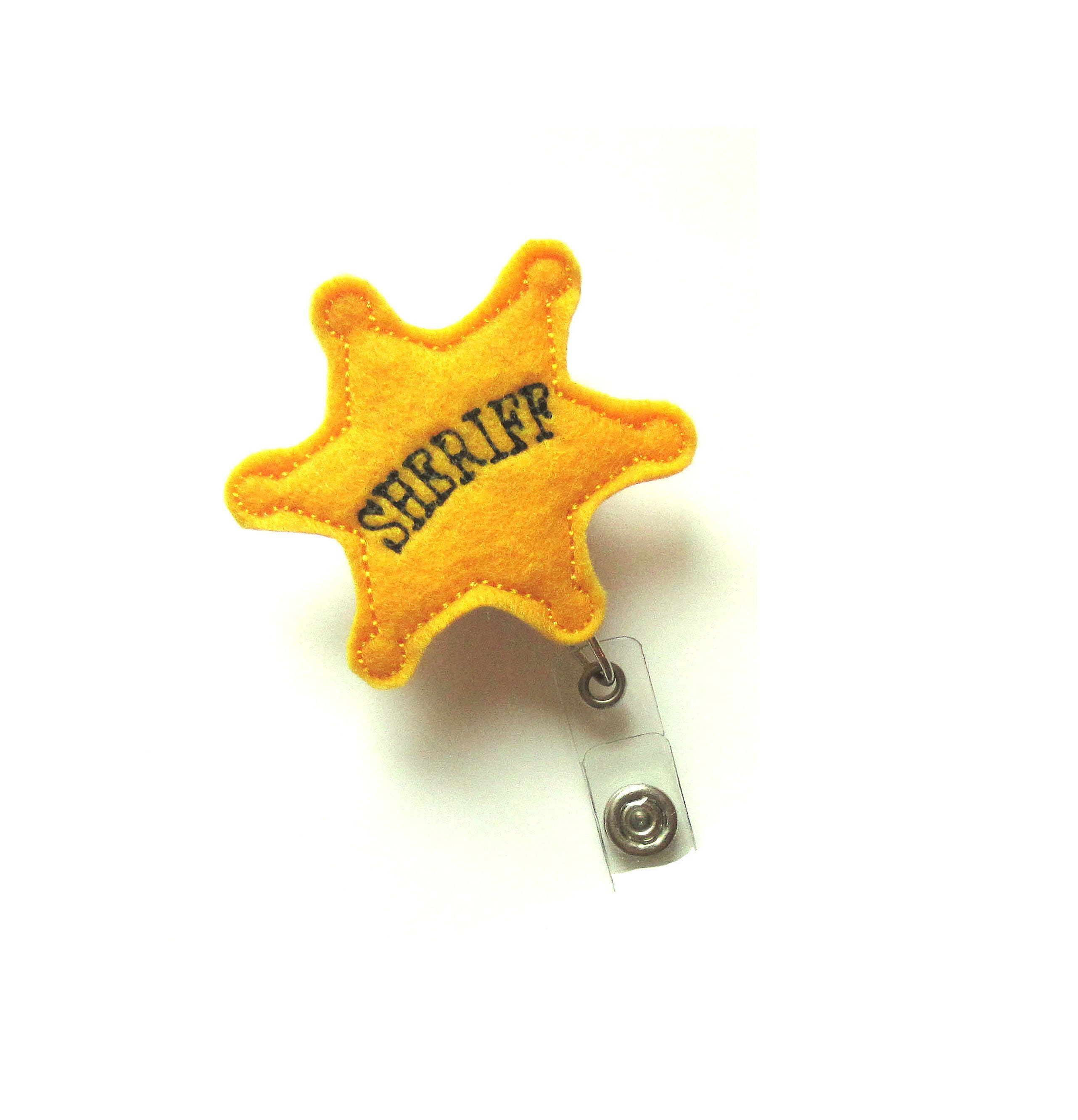 Retractable ID Badge Holder Sheriff Star Badge ID Badge Reel Etsy
