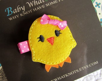 Yellow Chick Hair Clip, Baby Chick Hair Clippies, Girl Barrette, hcchick01