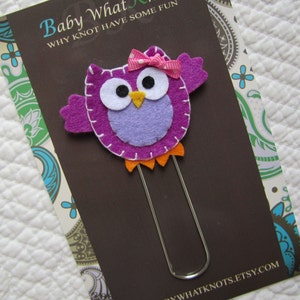 Extra LARGE Paperclip Bookmark, Owl Bookmark, Kids Felt Bookmark, Paperclips, Jumbo Paper Clip, Bookmark, Planner Clips, Calendar, bmowl12