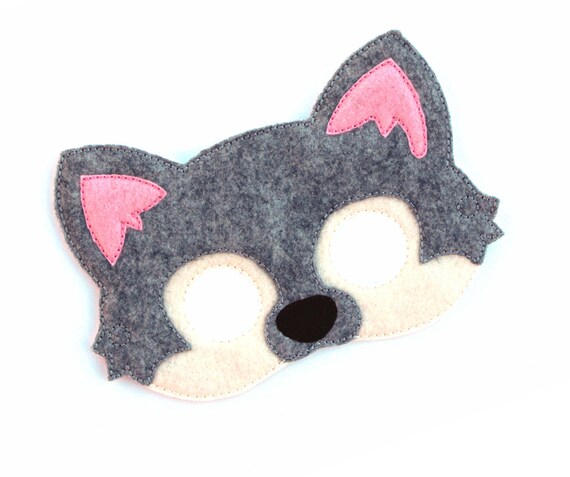 Kids Grey Wolf Mask Wolf Costume Dog Felt Mask Kids Face Mask Etsy