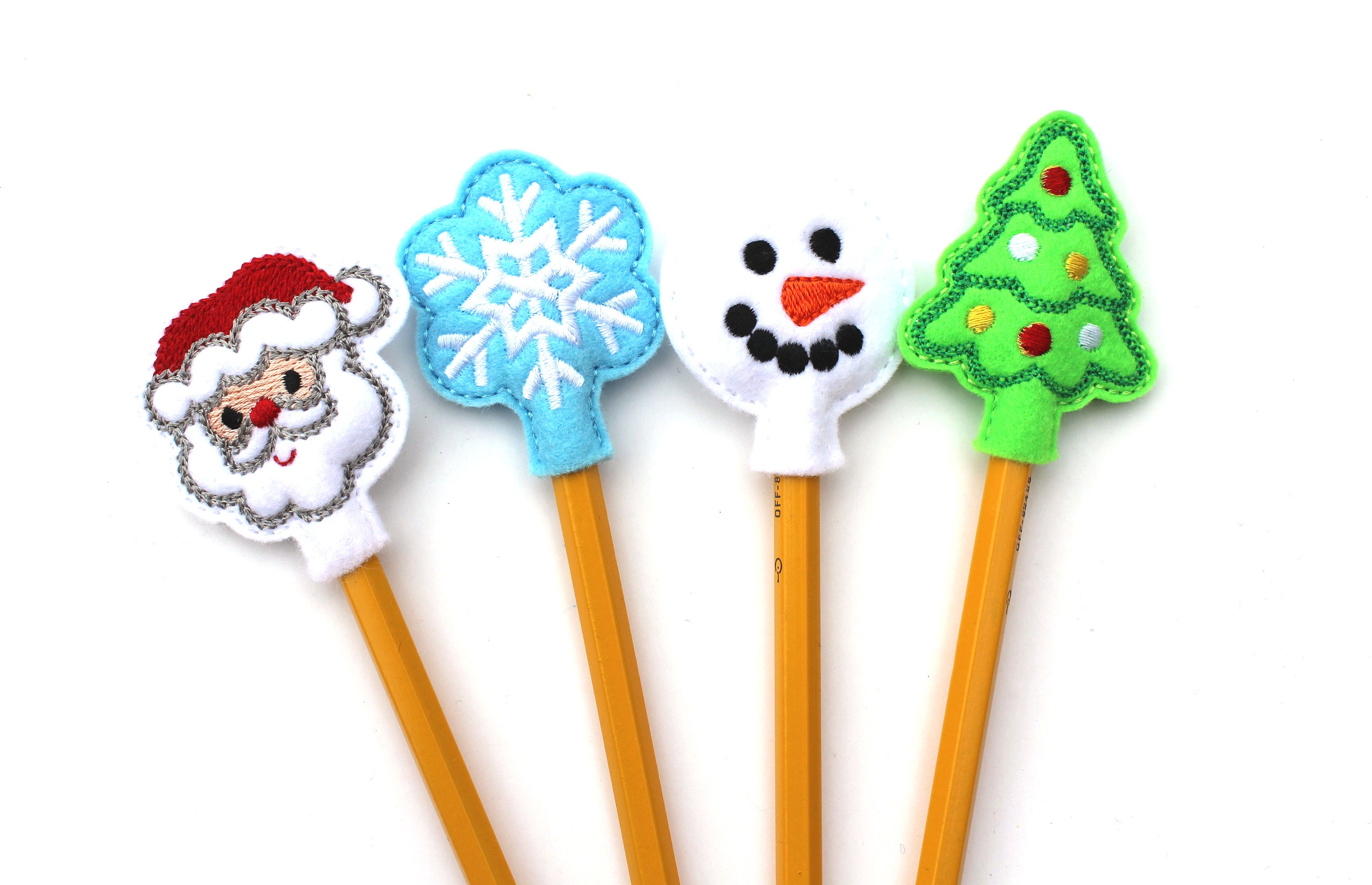 12 Matite Di Natale Con Gomma Decorata - Legno Morbido - Riempi Calze E Bomboniere Per Bambini
