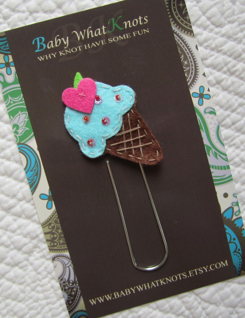 Extra LARGE Paperclip Bookmark Ice Cream Bookmark Felt Etsy