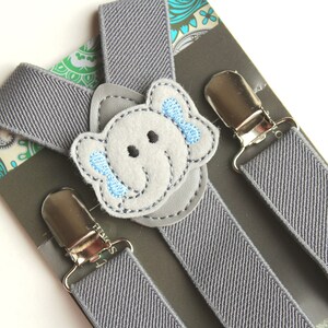 Kids Elephant Suspenders, Grey Suspenders, Boys Suspenders, Animal, Baby, Toddler Suspenders, Childrens Photo Prop, Wedding, Birthday