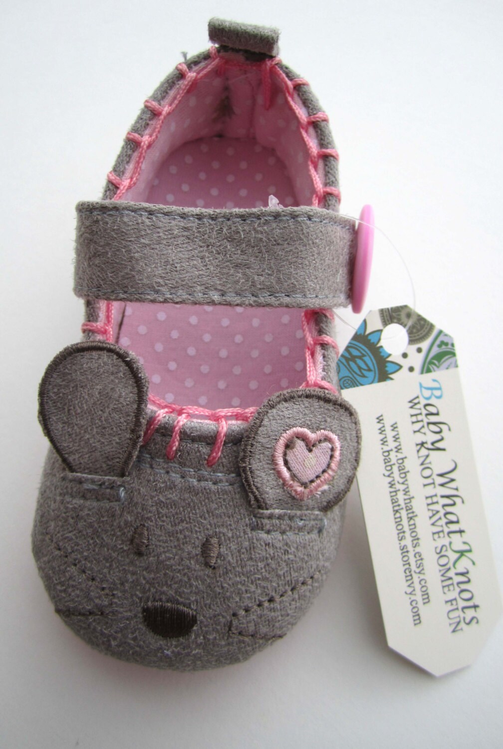 Little Grey Mouse Baby Shoes Baby Booties Mouse Shoes Pink | Etsy