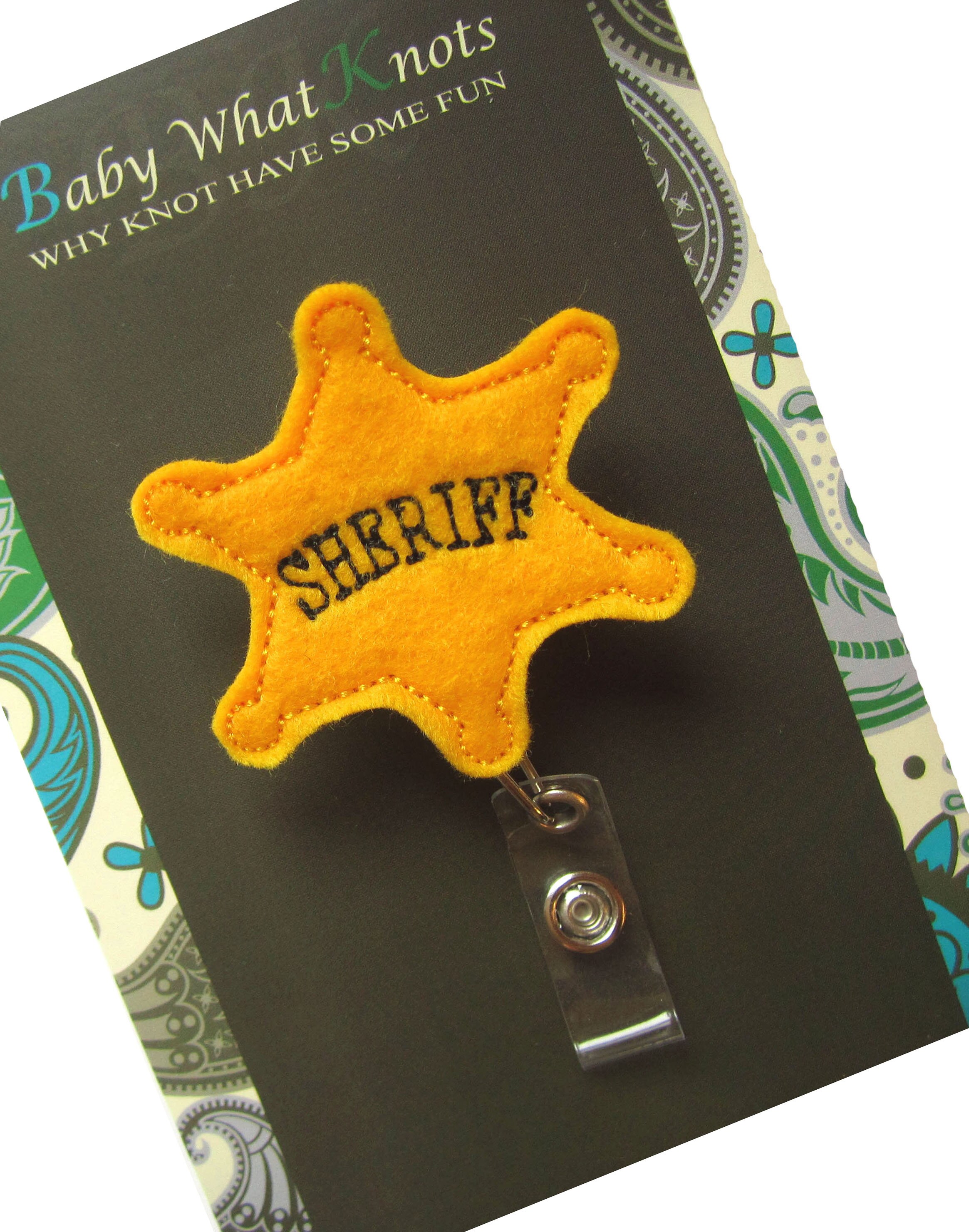 Retractable ID Badge Holder Sheriff Star Badge ID Badge Reel Etsy