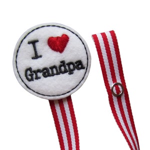 Clip de chupete para bebés, me encanta el clip para chupetes para abuelos, I heart Grandpa Baby Pacifier Clip, pciheart04