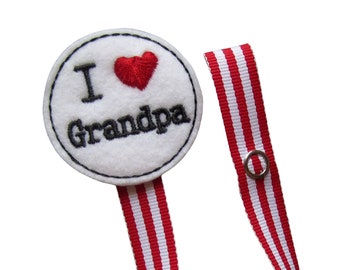 Baby Pacifier Clip, I love Grandpa Pacifier Clip, I heart Grandpa Baby Pacifier Clip, pciheart04