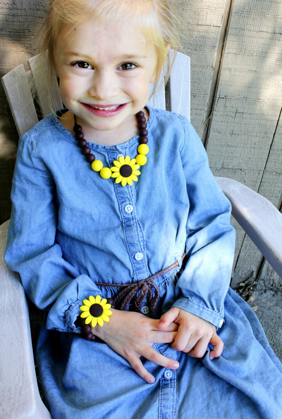 Sunflower Necklace, Toddler Jewelry, Fall Necklace, Little Girls