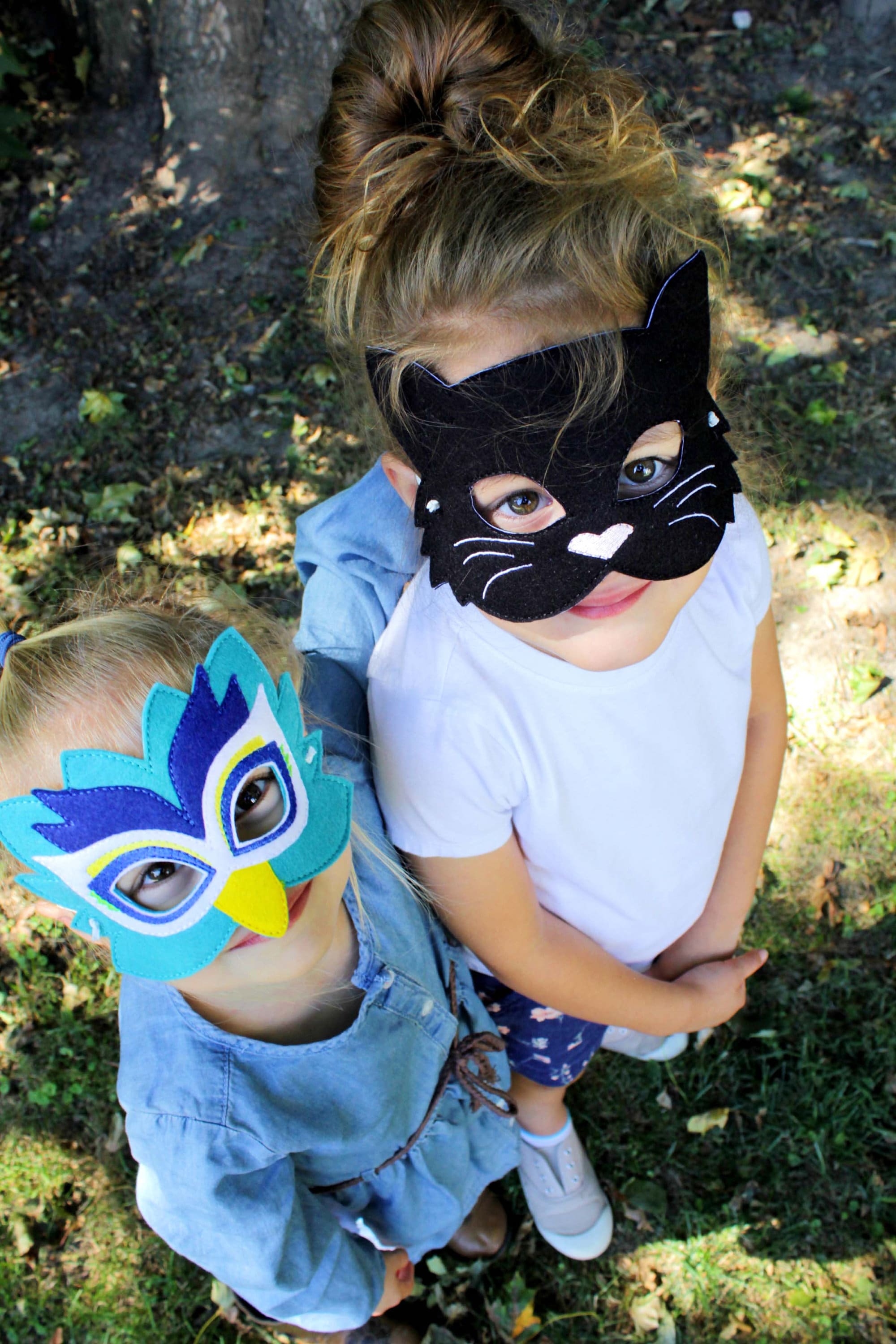 Kids Black Cat Felt Face Mask for Halloween Costume or Everyday Pretend Play