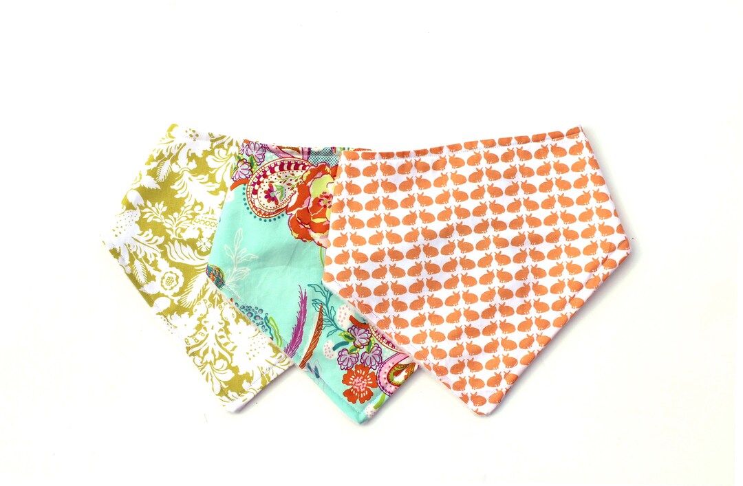 Baby Girl Bandana Bib Set 3 Bandanna Bibs Bunny Bib Flower Etsy