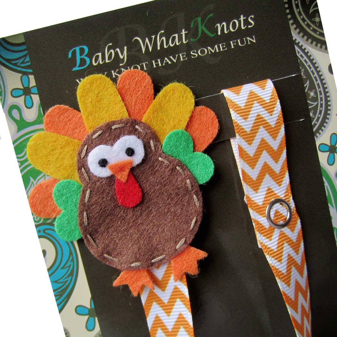 Thanksgiving Pacifiers Turkey Pacifier Clip, Orange Chevron Pacifier Clip, Holiday Pacifier ...