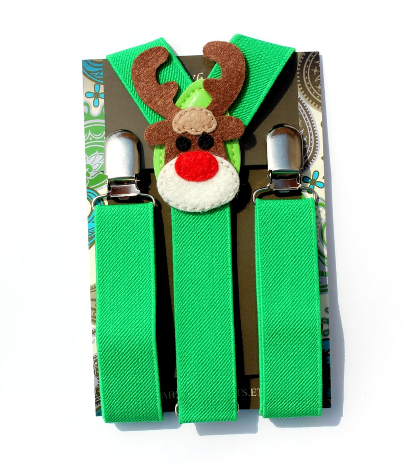 Green Christmas Suspenders Reindeer Suspenders Baby Etsy