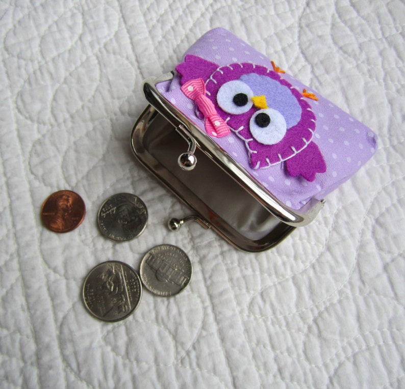 Purple Polka Dot Lunch Money Holder Hedgehog Change Purse School Money Holder Girls Coin Purse Clasp Pouch