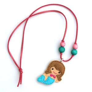 Mermaid Necklace, Kids Necklace, Little Girls Jewelry, Party Favor, Birthday Party Favor, Felt Jewelry, Toddler Necklace, Baby Necklace image 4