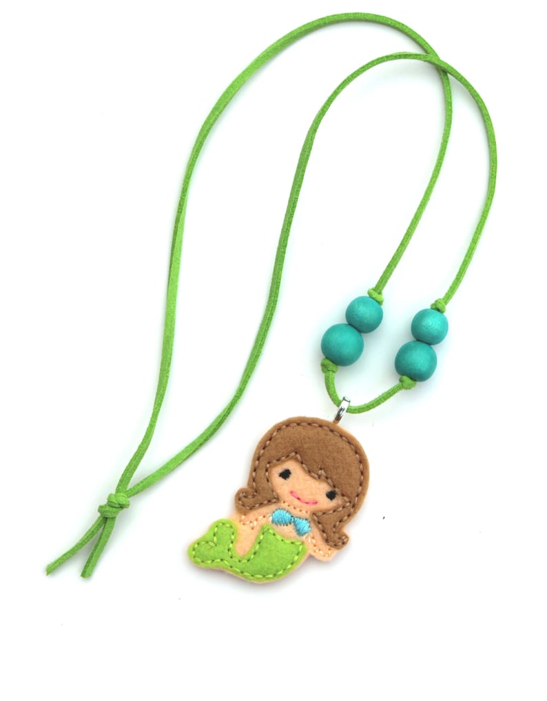 Mermaid Necklace, Kids Necklace, Little Girls Jewelry, Party Favor, Birthday Party Favor, Felt Jewelry, Toddler Necklace, Baby Necklace image 3