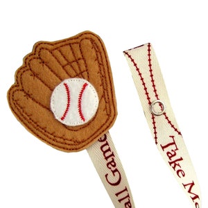Baseball Glove Pacifier Clip, Baseball, Boy Pacifier Clip, Pacifier Holder, Binky Clip, Baby Gift, Paci Clip, Universal Pacifier, pcsports01 zdjęcie 1
