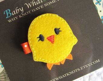 Yellow Chick Hair Clip, Baby Chick Hair Clippies, Girl Barrette, hcchick02