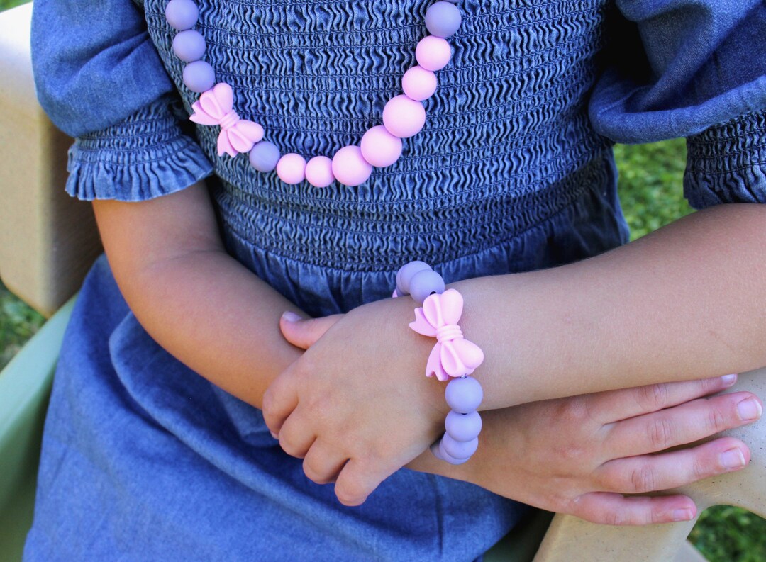 Girls Necklace, Bow, Bracelet, Toddler Jewelry, Bow Necklace, Little