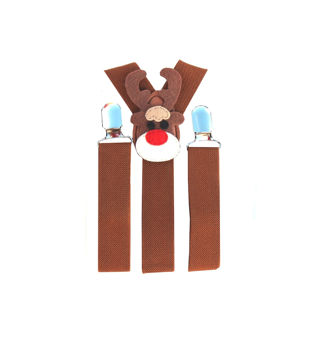 Brown Reindeer Suspenders, Christmas Suspenders, Baby Suspenders, Toddler Suspenders, Childrens