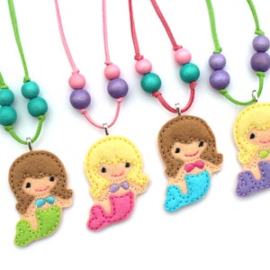 Mermaid Necklace, Kids Necklace, Little Girls Jewelry, Party Favor, Birthday Party Favor, Felt Jewelry, Toddler Necklace, Baby Necklace image 5