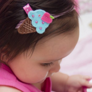 Ice Cream Cone Hair Clip, Baby Hair Clippies, Girl Barrette, Blue Hair Clippie