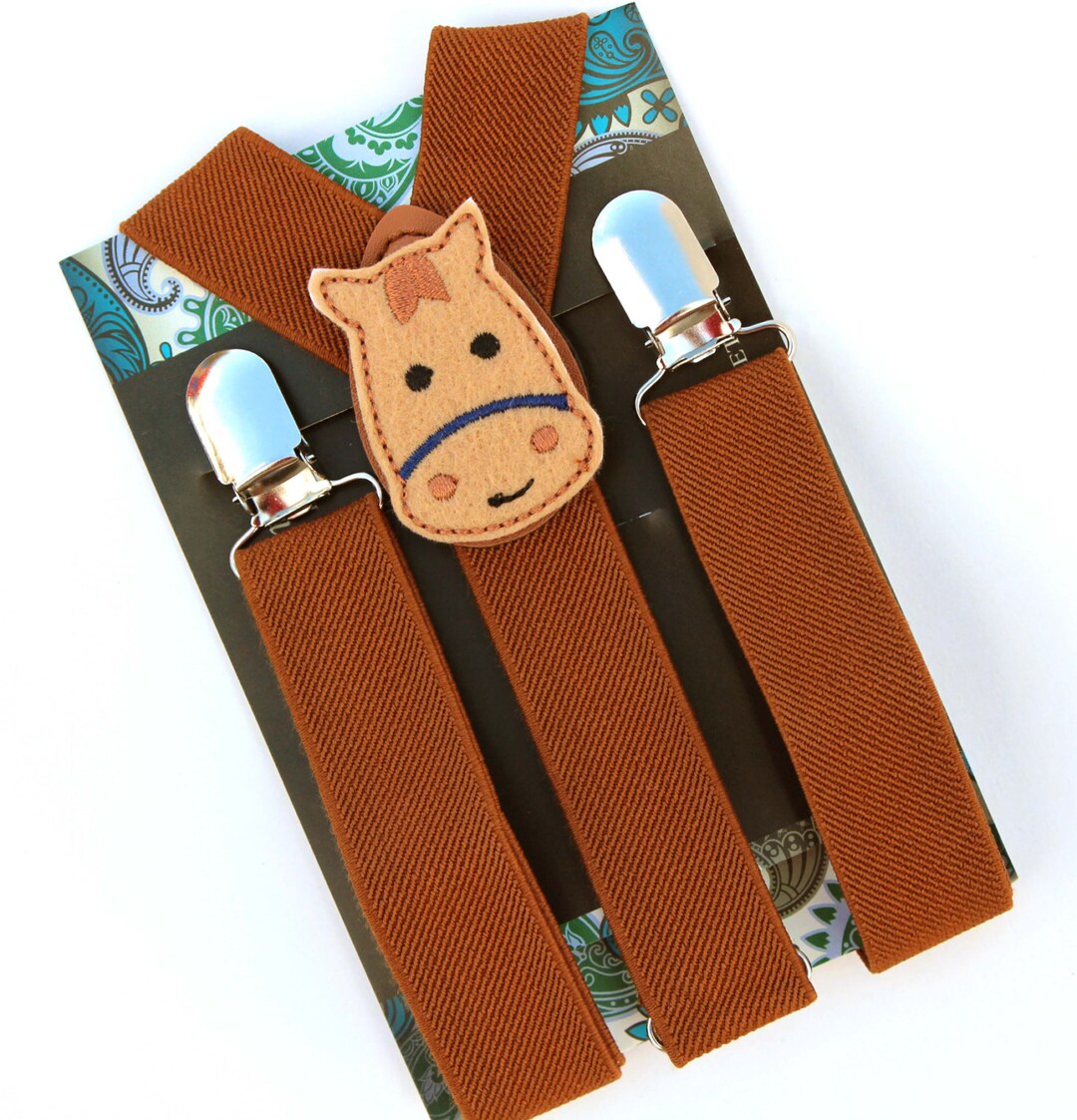 Kids Horse Suspenders, Brown Suspenders, Boys Suspenders, Animals, Baby, Toddler Suspenders